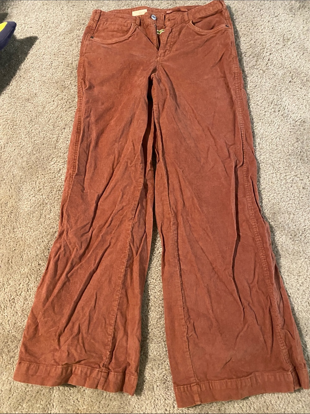 Anthropologie Women’s Corduroy Wide-Leg Pants - Rust Orange
